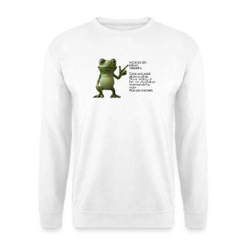 Gender-Frosch mit Hinweis - Unisex Pullover - Weiß - Vorne - Alina (178cm) & Michal (187cm)
