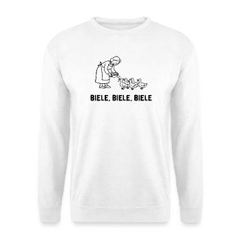  Biele Biele Biele Entenfütterung Bauernhof - Unisex Pullover - Weiß - Vorne - Alina (178cm) & Michal (187cm)