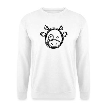 Kuh handgezeichnet - Unisex Pullover - Weiß - Vorne - Alina (178cm) & Michal (187cm)
