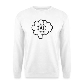 KI-Gehirn-Künstliche Intelligenz-Linien-Symbol - Unisex Pullover - Weiß - Vorne - Alina (178cm) & Michal (187cm)