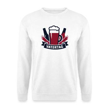 Vatertag Bier Banner Logo - Unisex Pullover - Weiß - Vorne - Alina (178cm) & Michal (187cm)