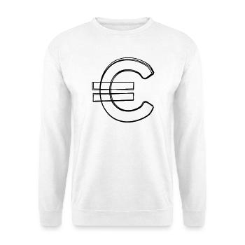 Eurozeichen handgezeichnet - Unisex Pullover - Weiß - Vorne - Alina (178cm) & Michal (187cm)