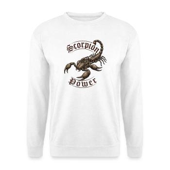 Sternzeichen Skorpion Kraft - Unisex Pullover - Weiß - Vorne - Alina (178cm) & Michal (187cm)