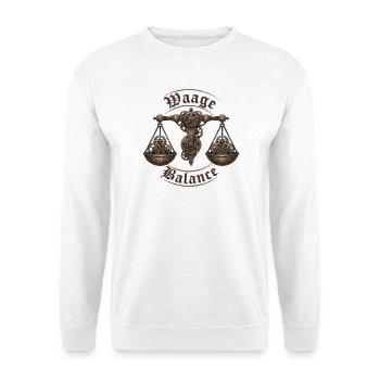 Sternzeichen Waage der Balance - Unisex Pullover - Weiß - Vorne - Alina (178cm) & Michal (187cm)