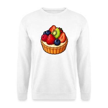 Beerenfrucht Törtchen Muster - Unisex Pullover - Weiß - Vorne - Alina (178cm) & Michal (187cm)