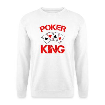 Poker König: Roter Kartenstil - Unisex Pullover - Weiß - Vorne - Alina (178cm) & Michal (187cm)