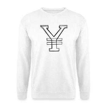 Yenzeichen handgezeichnet - Unisex Pullover - Weiß - Vorne - Alina (178cm) & Michal (187cm)