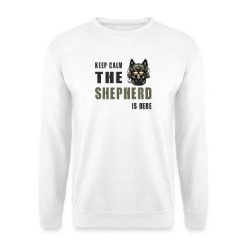 Schäferhund / Ruhe Bewahren - Unisex Pullover - Weiß - Vorne - Alina (178cm) & Michal (187cm)