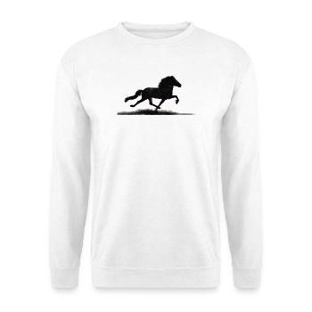 Islandpferd im Pass - Unisex Pullover - Weiß - Vorne - Alina (178cm) & Michal (187cm)