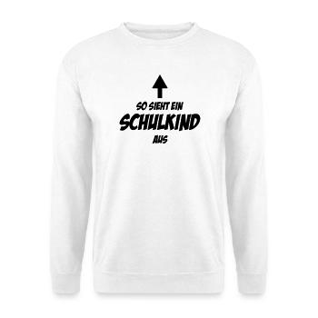 So sieht ein Schulkind aus – Lustiges Geschenk  - Unisex Pullover - Weiß - Vorne - Alina (178cm) & Michal (187cm)