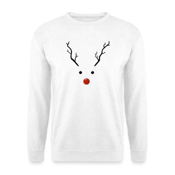 Rentier süß minimalistisch mit roter Nase  - Unisex Pullover - Weiß - Vorne - Alina (178cm) & Michal (187cm)