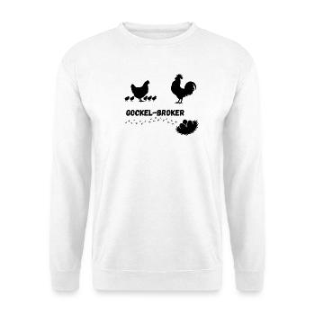 Gockel-Broker - Unisex Pullover - Weiß - Vorne - Alina (178cm) & Michal (187cm)