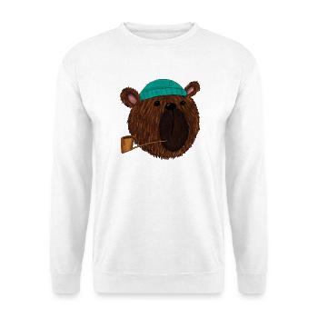 Kapitän Bär der alte Seebär - Unisex Pullover - Weiß - Vorne - Alina (178cm) & Michal (187cm)