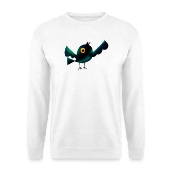 Nachtvogel im Wald  - Unisex Pullover - Weiß - Vorne - Alina (178cm) & Michal (187cm)