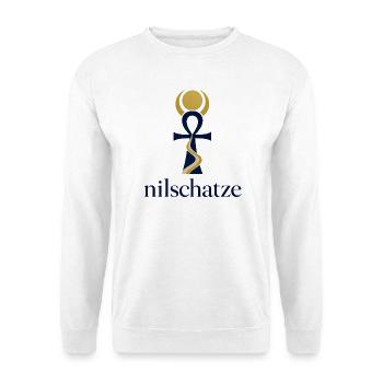 Nilschätze Ankh Logo Design - Unisex Pullover - Weiß - Vorne - Alina (178cm) & Michal (187cm)