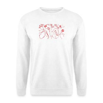 Rotes Liniengeflecht - Unisex Pullover - Weiß - Vorne - Alina (178cm) & Michal (187cm)