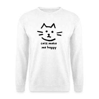 Cats Make Me Happy – das perfekte Statement für ec - Unisex Pullover - Weiß - Vorne - Alina (178cm) & Michal (187cm)