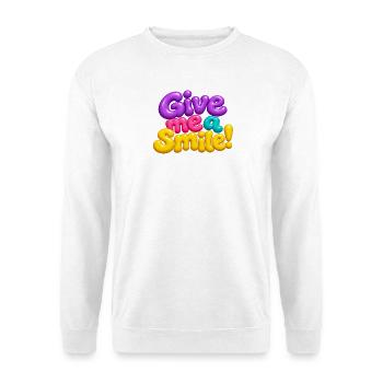 Schenk mir ein Lächeln! - Unisex Pullover - Weiß - Vorne - Alina (178cm) & Michal (187cm)