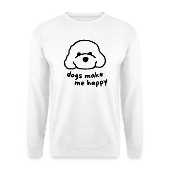 Dogs Make Me Happy Design - Unisex Pullover - Weiß - Vorne - Alina (178cm) & Michal (187cm)