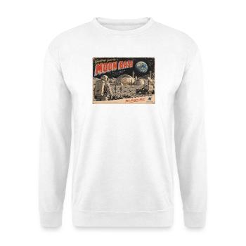 Grüße von der Mondbasis Retro-Postkarte - Unisex Pullover - Weiß - Vorne - Alina (178cm) & Michal (187cm)