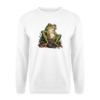 Feral Frog - Unisex Pullover - Weiß - Vorne - Alina (178cm) & Michal (187cm)