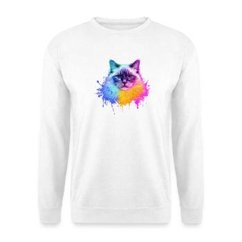 Heilige Birma Aquarell Illustration - Unisex Pullover - Weiß - Vorne - Alina (178cm) & Michal (187cm)