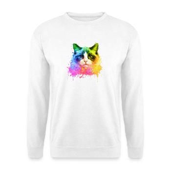 Ragdoll Katze Aquarell Illustration - Unisex Pullover - Weiß - Vorne - Alina (178cm) & Michal (187cm)