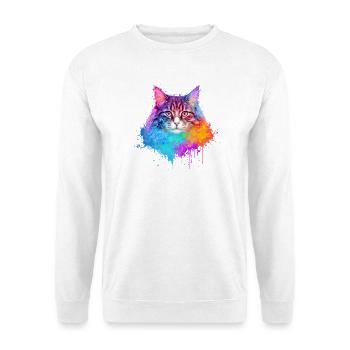 Norwegian Forest Cat Aquarell Illustration - Unisex Pullover - Weiß - Vorne - Alina (178cm) & Michal (187cm)
