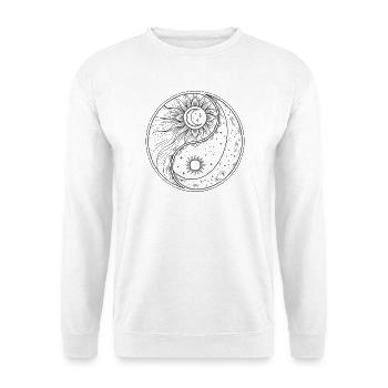 Celestial Yin Yang Sonne Mond Sternbilder - Unisex Pullover - Weiß - Vorne - Alina (178cm) & Michal (187cm)