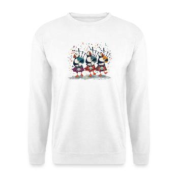 Puffin-Dudelsack-Trio in Kilts - Unisex Pullover - Weiß - Vorne - Alina (178cm) & Michal (187cm)