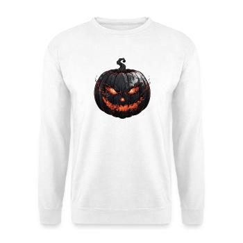 Süßer Halloween Geist Kürbis Spooky Herbstmotiv - Unisex Pullover - Weiß - Vorne - Alina (178cm) & Michal (187cm)