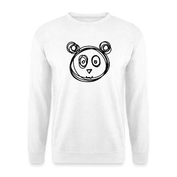 Panda handgezeichnet - Unisex Pullover - Weiß - Vorne - Alina (178cm) & Michal (187cm)