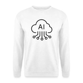 KI-Cloud-Computing-Linien-Symbol - Unisex Pullover - Weiß - Vorne - Alina (178cm) & Michal (187cm)
