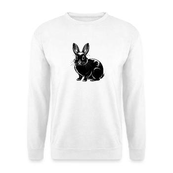 Niederländischer Zwergkaninchen - Unisex Pullover - Weiß - Vorne - Alina (178cm) & Michal (187cm)