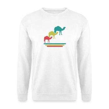 Kamele Im Retro-Look - Unisex Pullover - Weiß - Vorne - Alina (178cm) & Michal (187cm)