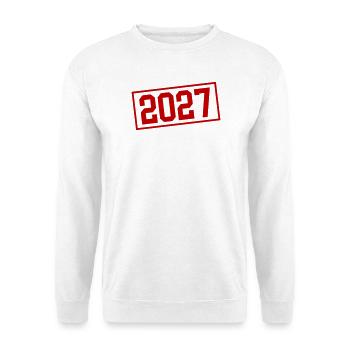 2027 Stempel - Unisex Pullover - Weiß - Vorne - Alina (178cm) & Michal (187cm)