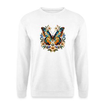Schmetterlinge Schöner Schmetterling - Unisex Pullover - Weiß - Vorne - Alina (178cm) & Michal (187cm)