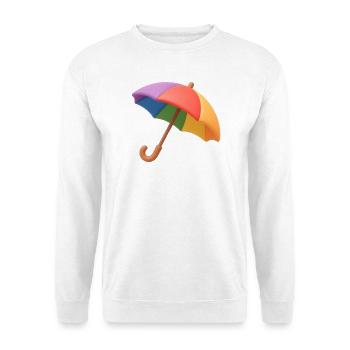 Regenbogen Schirm Muster - Unisex Pullover - Weiß - Vorne - Alina (178cm) & Michal (187cm)