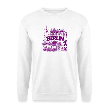 Berlin - Hauptstadt mit Sehenswürdigkeiten - Unisex Pullover - Weiß - Vorne - Alina (178cm) & Michal (187cm)