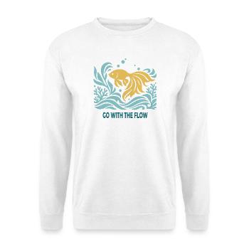 Go With The Flow – Goldfisch im Wasser - Unisex Pullover - Weiß - Vorne - Alina (178cm) & Michal (187cm)