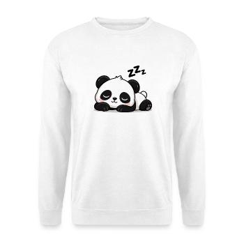 Schlafender Panda Traumzeit - Unisex Pullover - Weiß - Vorne - Alina (178cm) & Michal (187cm)
