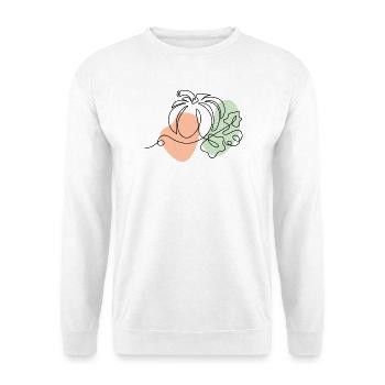 Abstrakte Linienformen mit Farbklecksen - Unisex Pullover - Weiß - Vorne - Alina (178cm) & Michal (187cm)