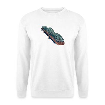 Hohenzollernbrücke Risograph - Unisex Pullover - Weiß - Vorne - Alina (178cm) & Michal (187cm)