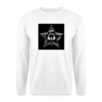 EDM Stern Kopfhörer Muster - Unisex Pullover - Weiß - Vorne - Alina (178cm) & Michal (187cm)