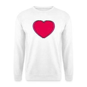 Pop-Art Herz in Pink & Rot - Unisex Pullover - Weiß - Vorne - Alina (178cm) & Michal (187cm)