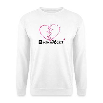 Zerbrochenes Herz Neon Pink - Unisex Pullover - Weiß - Vorne - Alina (178cm) & Michal (187cm)