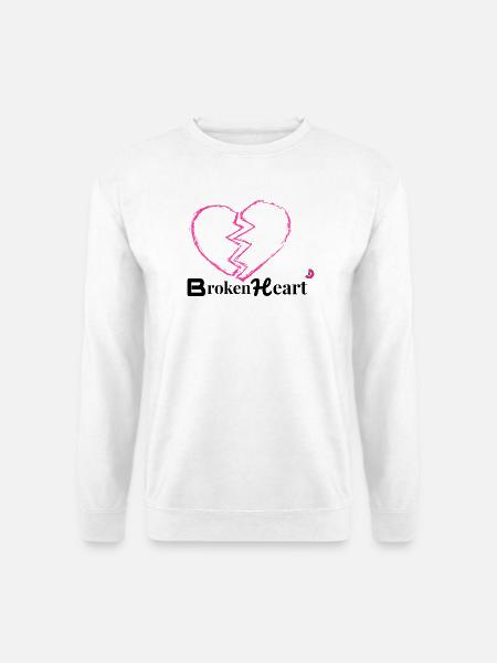 Zerbrochenes Herz Neon Pink - Unisex Pullover - Weiß