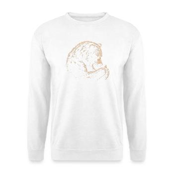 Bär und Schmetterling Skizzenlinie - Unisex Pullover - Weiß - Vorne - Alina (178cm) & Michal (187cm)