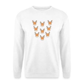 Cartoon-Hirschgesichter - Unisex Pullover - Weiß - Vorne - Alina (178cm) & Michal (187cm)