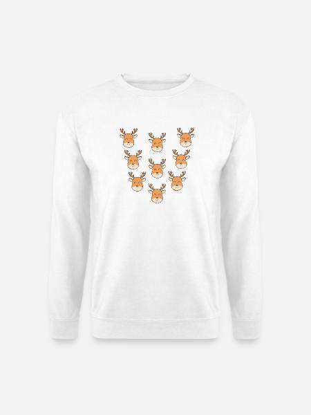 Cartoon-Hirschgesichter - Unisex Pullover - Weiß